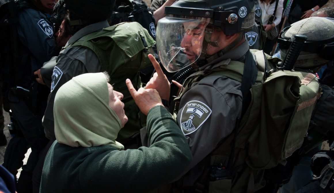 Palestinian woman confronts Israeli soldier