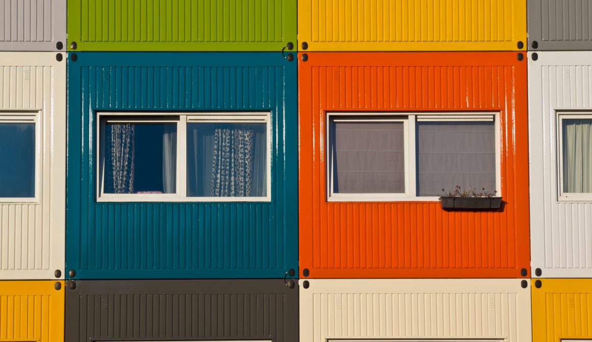 colorful cargo containers used as home by students